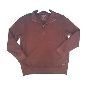 Smiths Workwear Large Mens  1/4 Zip Pullover Waffle Knit Maroon
